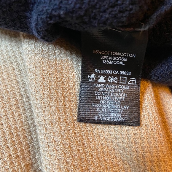 Nic+Zoe Waffle Knit Long Sleeve Colorblock Medium Black Tan Long Sleeve Neutral - Picture 5 of 5